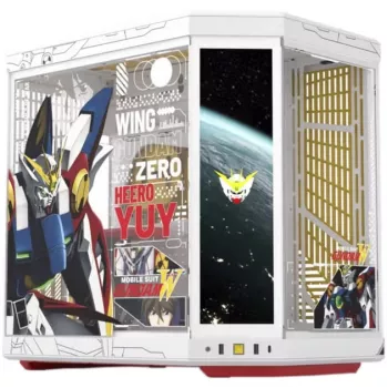 HYTE Y70 Touch Infinite Gundam Wing Edition Mid Tower -kotelo, kaksinkertainen karkaistu lasi, 4K-kosketusnäyttö, valkoinen