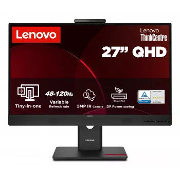 Lenovo ThinkCentre Tiny-in-One 27 Gen6 27 tuuman UHD IPS näyttö integroidulla verkkokameralla, kaiuttimilla ja USB-keskittimellä