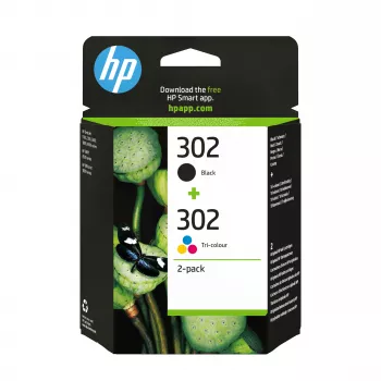 HP 302 2 kpl:n pakkaus musta/kolmivärinen alkuperäiset mustepatruunat