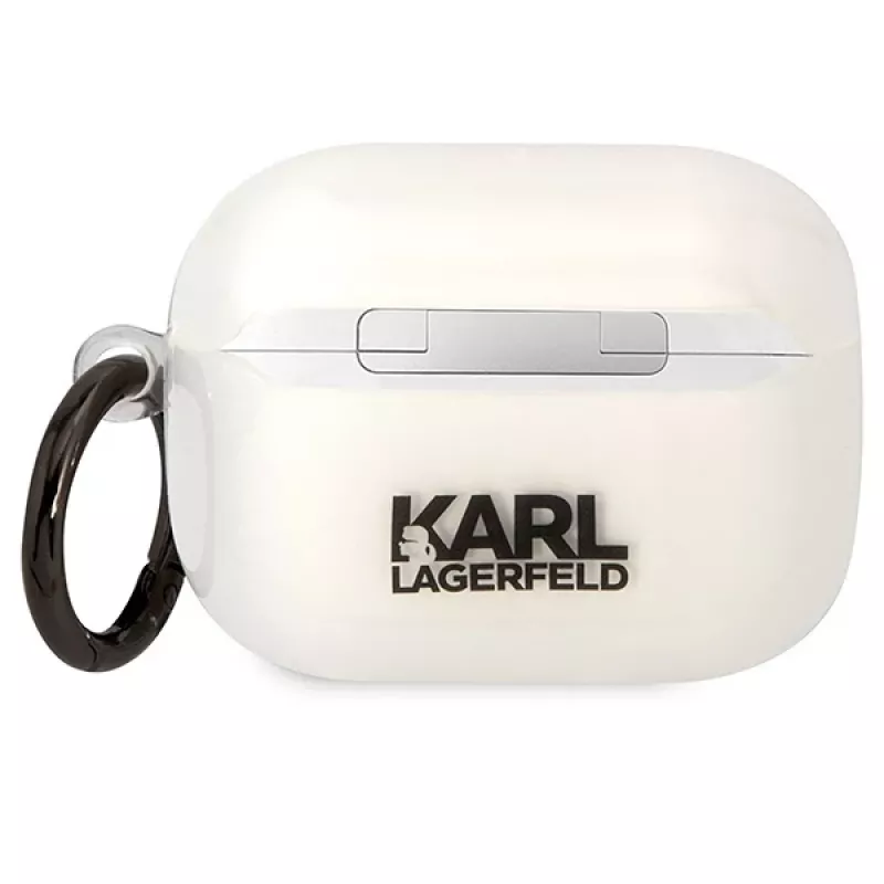 Karl Lagerfeld AirPods Pro kotelo läpinäkyvä Karl-pää-siluetilla