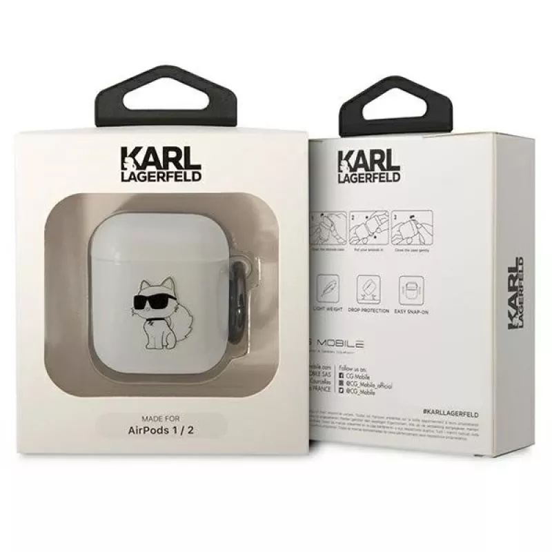 Karl Lagerfeld KLA2HNCHTCT AirPods 1/2 kotelo läpinäkyvä Ikonik Choupette