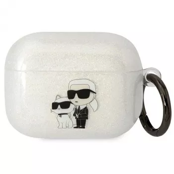 Karl Lagerfeld KLAPHNKCTGT AirPods Pro kotelo läpinäkyvä glitter Karl & Choupette
