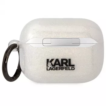 Karl Lagerfeld KLAPHNKCTGT AirPods Pro kotelo läpinäkyvä glitter Karl & Choupette