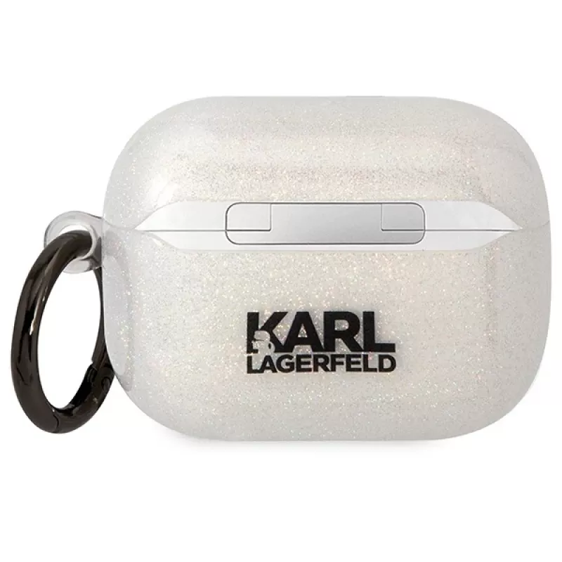 Karl Lagerfeld KLAPHNKCTGT AirPods Pro kotelo läpinäkyvä glitter Karl & Choupette