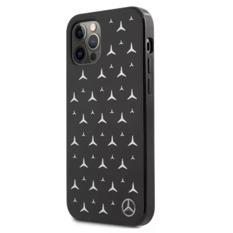 Mercedes-Benz iPhone 12 Pro Max kovakuori hopeinen tähtikuvio musta