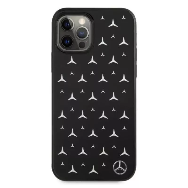 Mercedes-Benz iPhone 12 Pro Max kovakuori hopeinen tähtikuvio musta