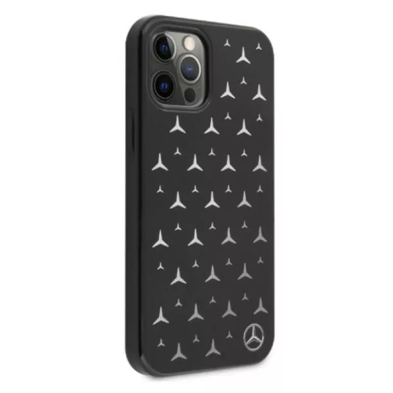 Mercedes-Benz iPhone 12 Pro Max kovakuori hopeinen tähtikuvio musta