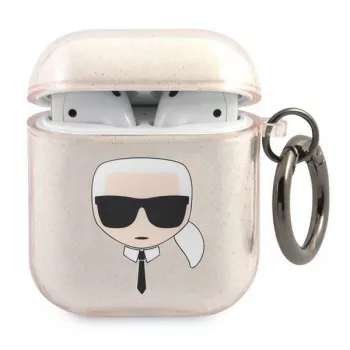 Karl Lagerfeld KLA2UKHGD AirPods 1/2 kotelo kultainen glitter Karl Head