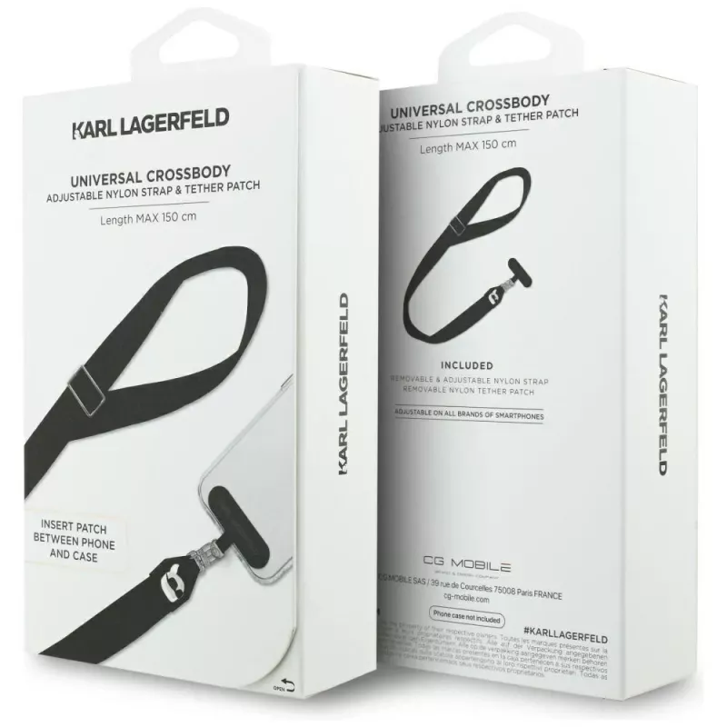 Karl Lagerfeld yleinen Strap Tether Patch Karl Metal Logo musta