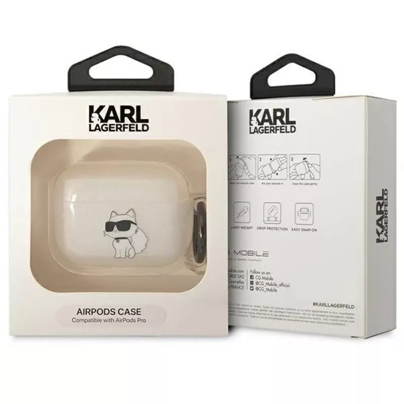 Karl Lagerfeld KLAPHNCHTCT AirPods Pro kotelo läpinäkyvä Ikonik Choupette