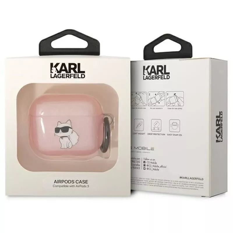 Karl Lagerfeld KLA3HNCHTCP AirPods 3 kotelo pinkki Ikonik Choupette