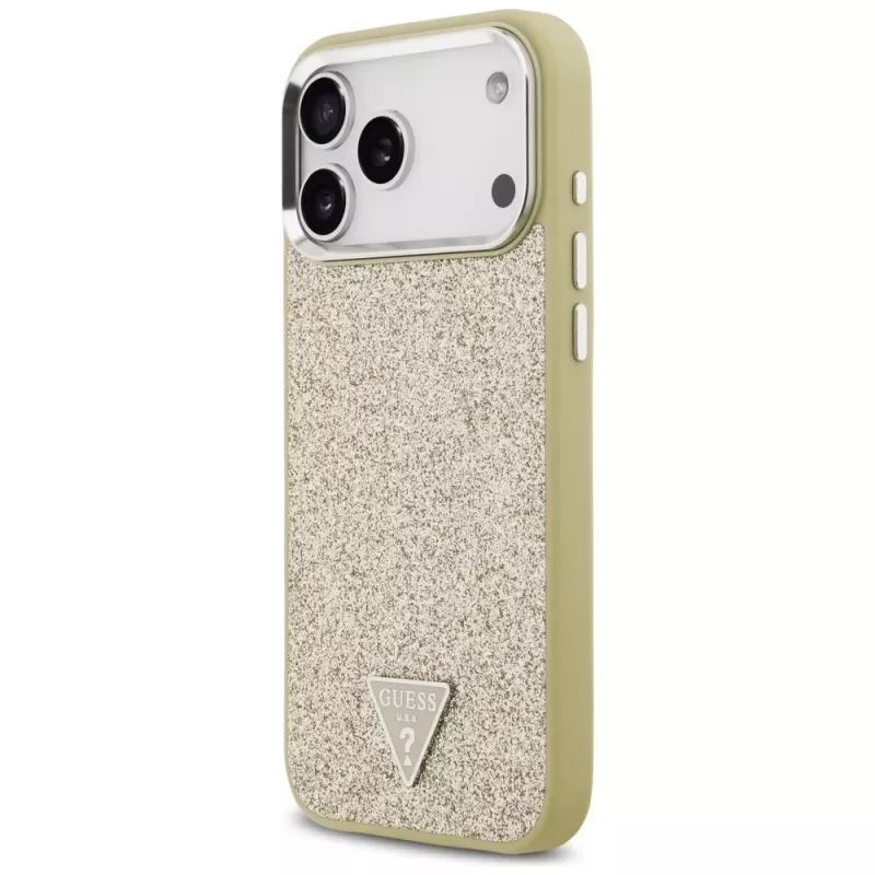 GUESS Glitter Triangle Logo MagSafe-kotelo iPhone 17 Pro Max - kultainen
