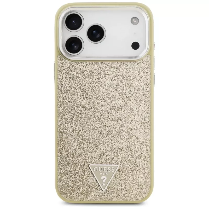 GUESS Glitter Triangle Logo MagSafe-kotelo iPhone 17 Pro Max - kultainen