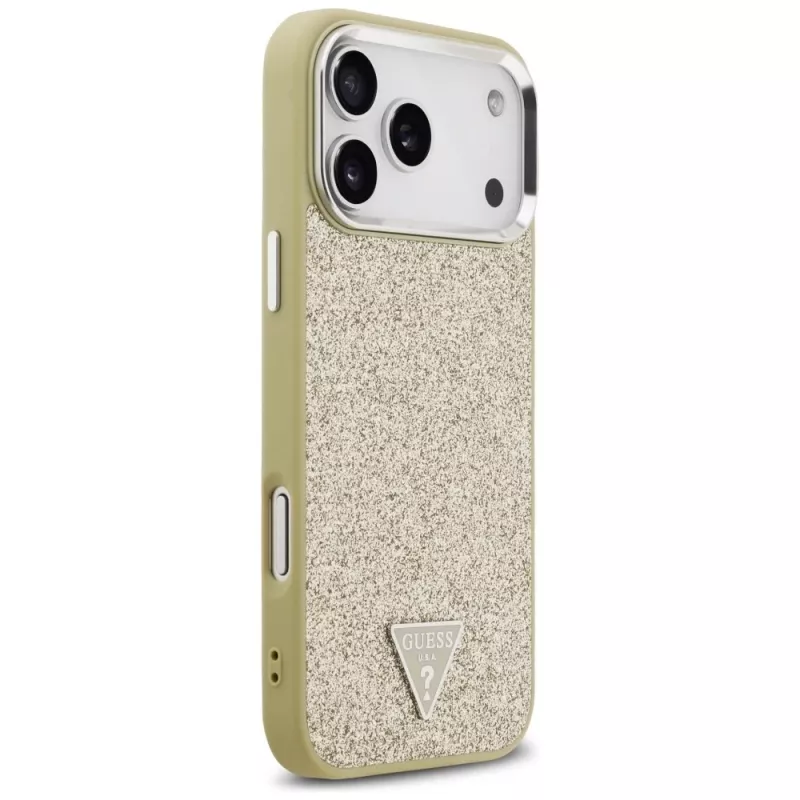 GUESS Glitter Triangle Logo MagSafe-kotelo iPhone 17 Pro Max - kultainen