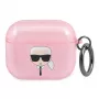 Karl Lagerfeld KLA3UKHGP Glitter Karl's Head AirPods 3 kotelo - pinkki