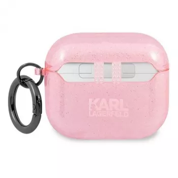 Karl Lagerfeld KLA3UKHGP Glitter Karl's Head AirPods 3 kotelo - pinkki