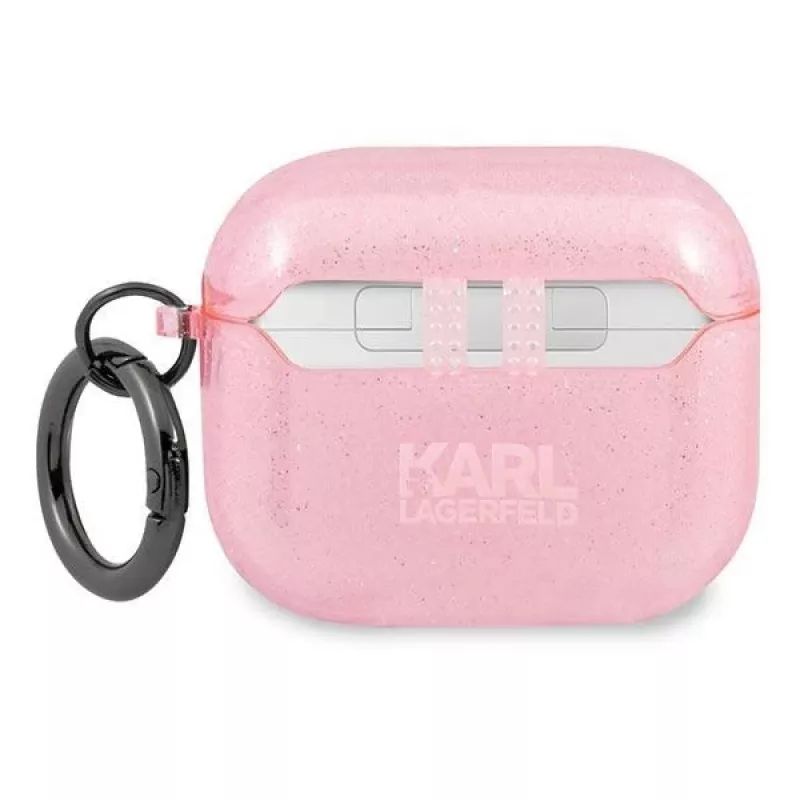 Karl Lagerfeld KLA3UKHGP Glitter Karl's Head AirPods 3 kotelo - pinkki
