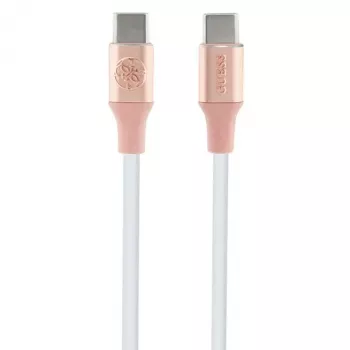 GUESS GUCCLALRGDP USB-C - USB-C pikalatauskaapeli 1,5 m pinkki kohokuvioidulla logolla