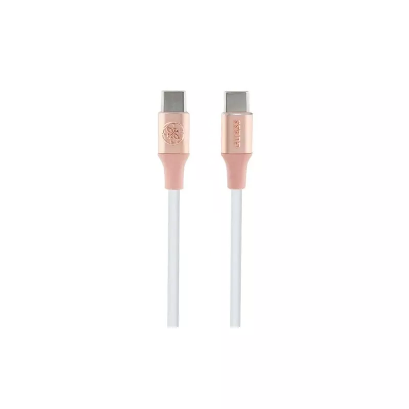 GUESS GUCCLALRGDP USB-C - USB-C pikalatauskaapeli 1,5 m pinkki kohokuvioidulla logolla