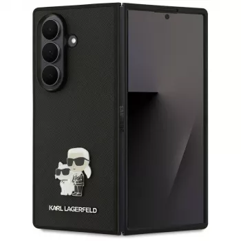 Karl Lagerfeld Saffiano Karl & Choupette Pin kotelo Samsung Galaxy Z Fold7 - musta