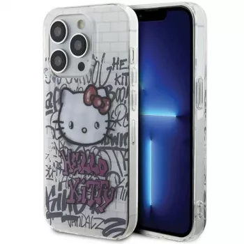 Hello Kitty HKHCP14LHDGPHT iPhone 14 Pro hardcase IML Kitty On Bricks Graffiti - valkoinen