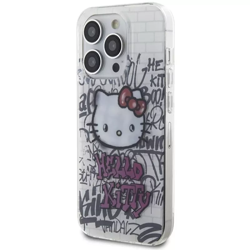 Hello Kitty HKHCP14LHDGPHT iPhone 14 Pro hardcase IML Kitty On Bricks Graffiti - valkoinen