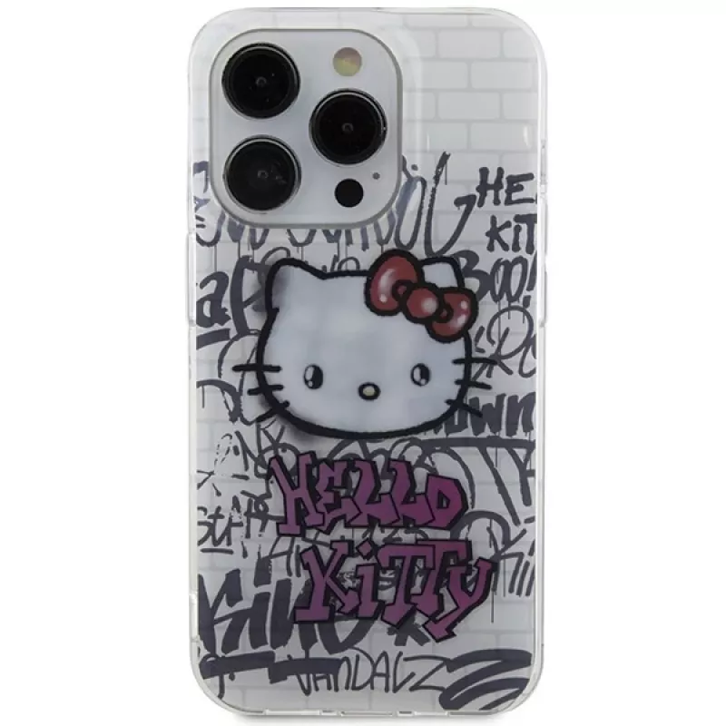 Hello Kitty HKHCP14LHDGPHT iPhone 14 Pro hardcase IML Kitty On Bricks Graffiti - valkoinen