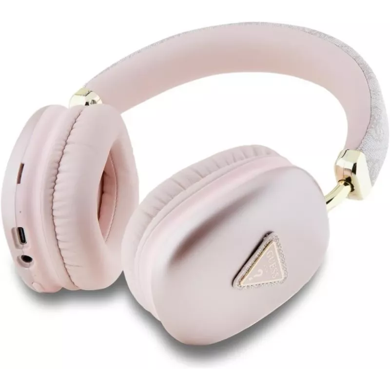 GUESS PU-nahka 4G Triangle Logo Bluetooth-stereokuulokkeet vaaleanpunainen