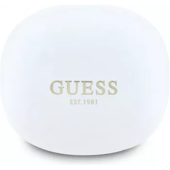 GUESS Flat Classic Logo Electroplated True Wireless -nappikuulokkeet, valkoinen
