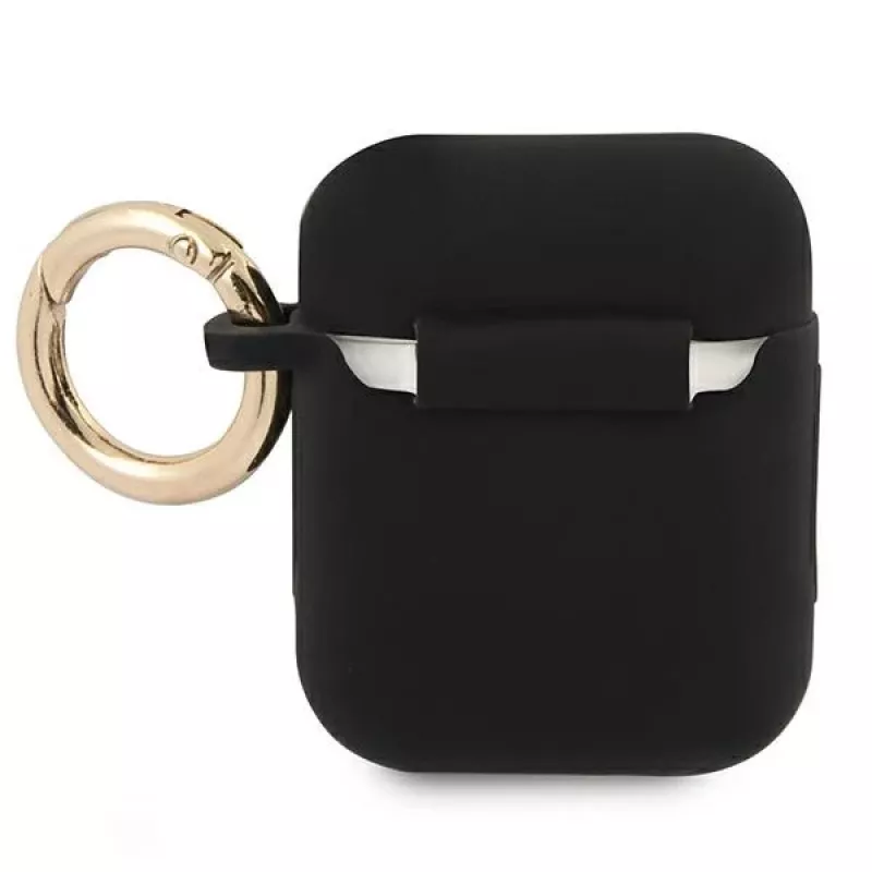 Guess GUA2SSSK AirPods 1/2 kotelo musta silikoni Vintage Script