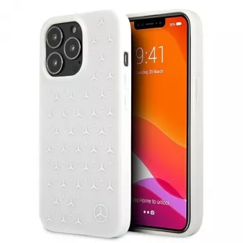 Mercedes-Benz iPhone 13 Pro Max hardcase hopeinen tähtikuvio valkoinen