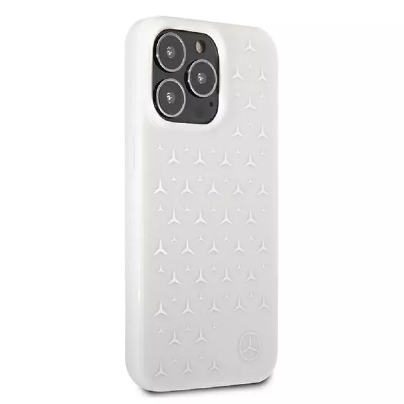 Mercedes-Benz iPhone 13 Pro Max hardcase hopeinen tähtikuvio valkoinen