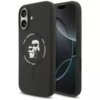 Karl Lagerfeld silikoni Karl & Choupette Ring MagSafe -kotelo iPhone 17 - musta