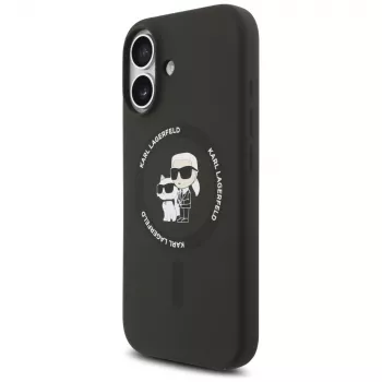Karl Lagerfeld silikoni Karl & Choupette Ring MagSafe -kotelo iPhone 17 - musta
