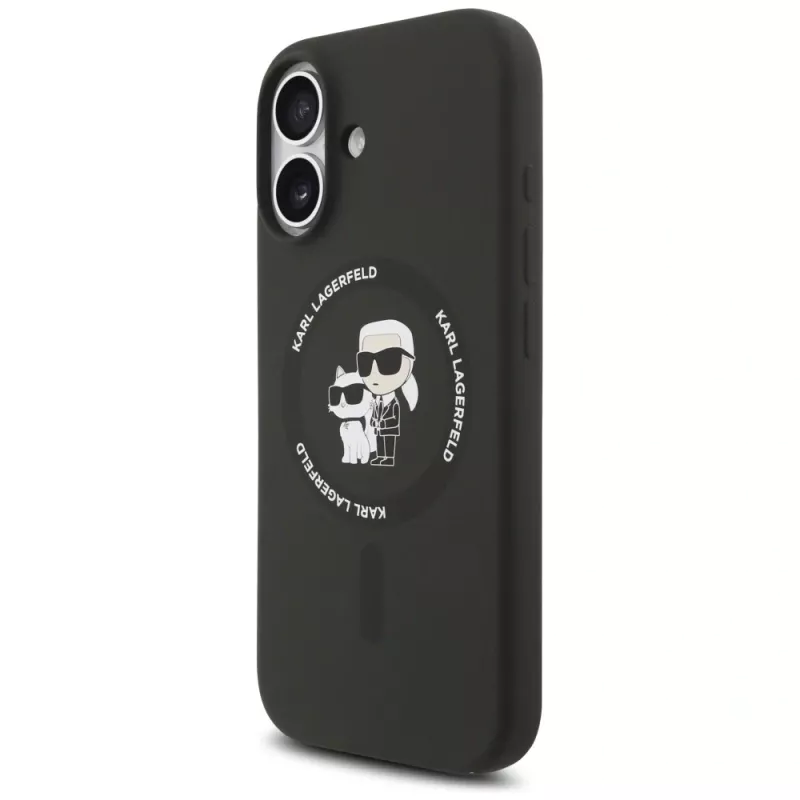 Karl Lagerfeld silikoni Karl & Choupette Ring MagSafe -kotelo iPhone 17 - musta