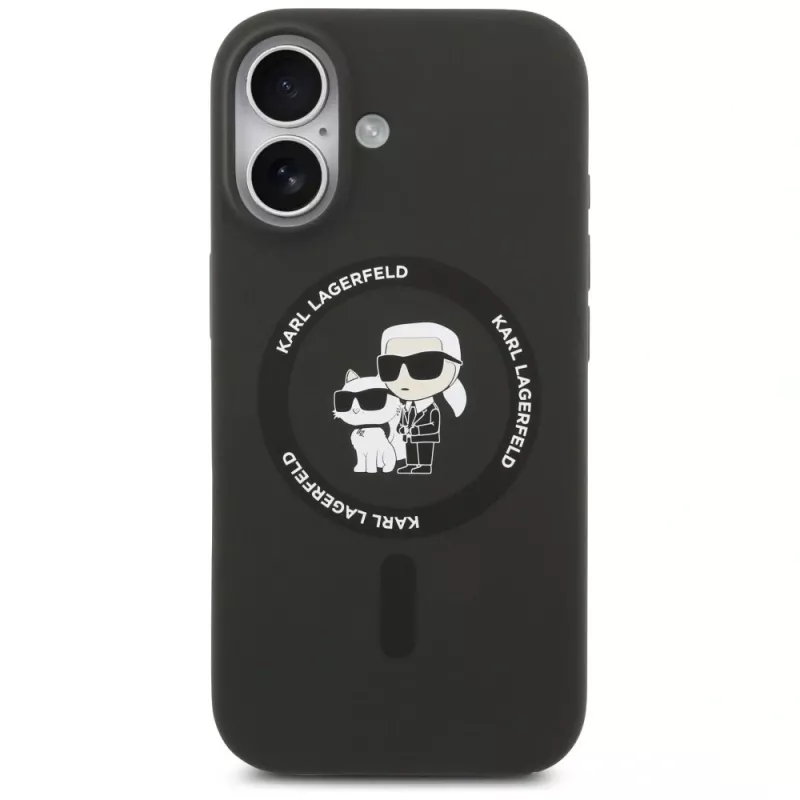 Karl Lagerfeld silikoni Karl & Choupette Ring MagSafe -kotelo iPhone 17 - musta