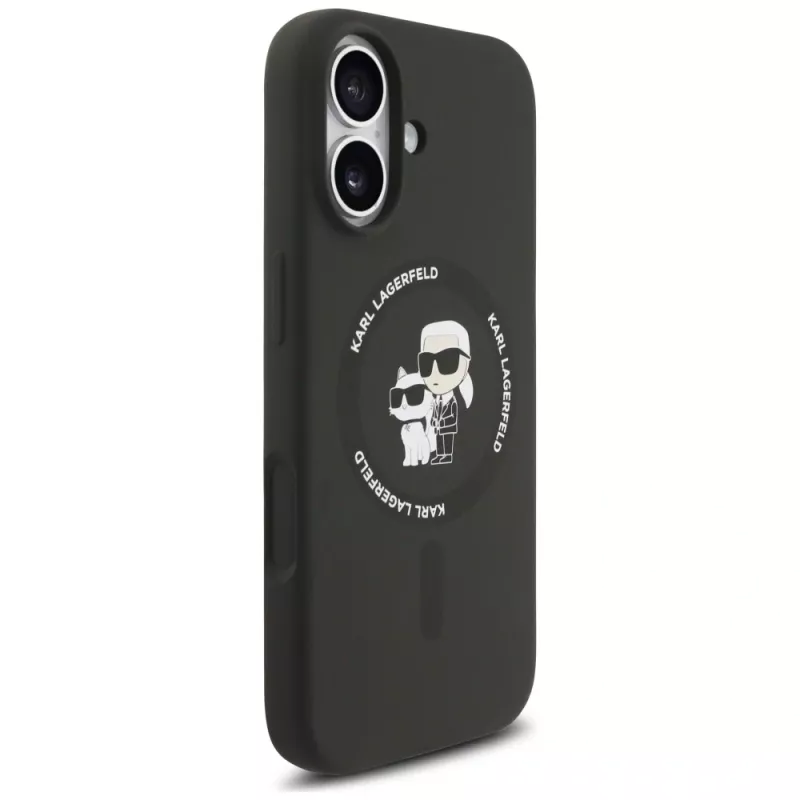 Karl Lagerfeld silikoni Karl & Choupette Ring MagSafe -kotelo iPhone 17 - musta