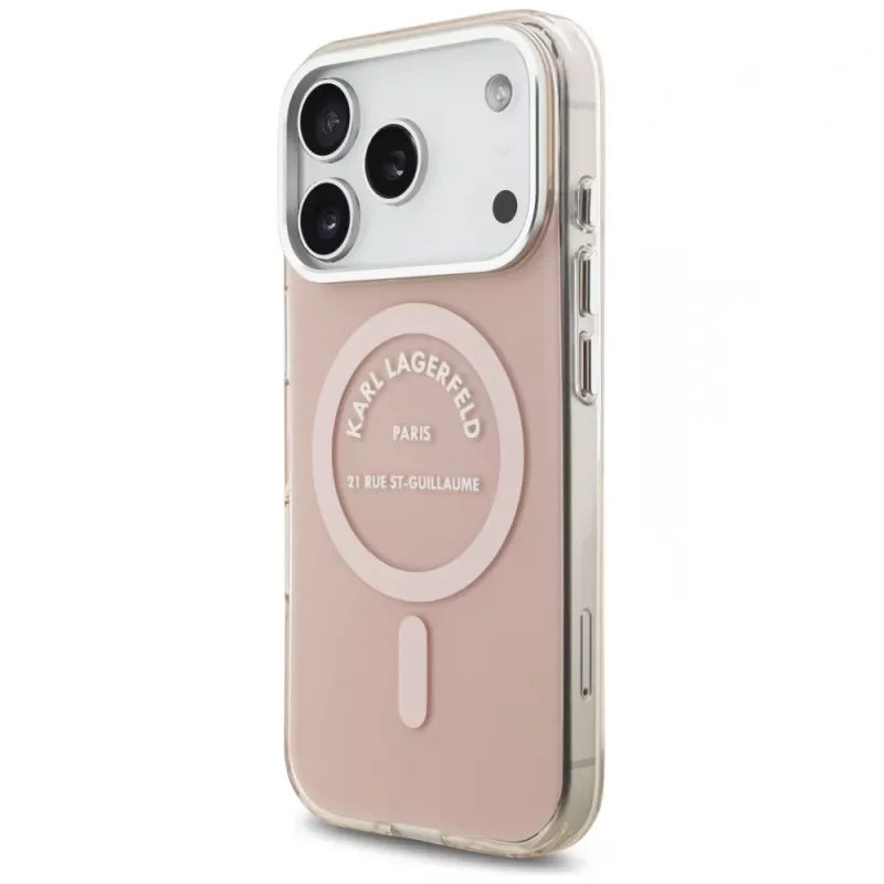 Karl Lagerfeld IML Karl RSG Logo MagSafe -kuori iPhone 17 Pro -puhelimelle, vaaleanpunainen