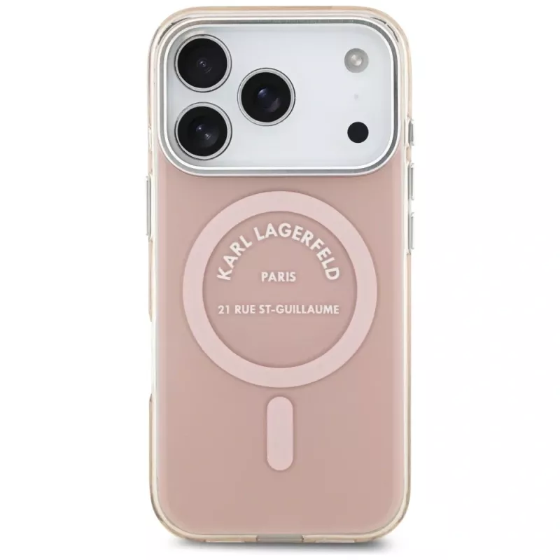 Karl Lagerfeld IML Karl RSG Logo MagSafe -kuori iPhone 17 Pro -puhelimelle, vaaleanpunainen