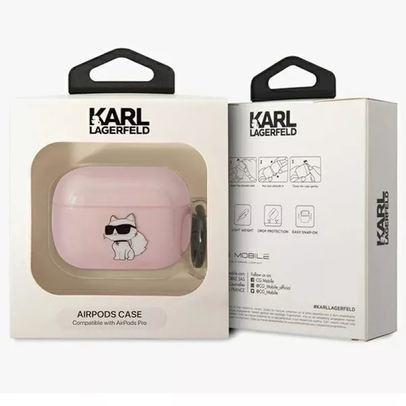 Karl Lagerfeld KLAPHNCHTCP AirPods Pro kotelo pinkki Ikonik Choupette