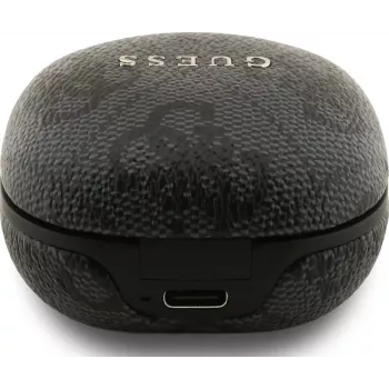 Guess 4G Classic Metal Logo True Wireless Bluetooth -nappikuulokkeet ENC:llä ja latauskotelolla, musta