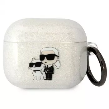 Karl Lagerfeld KLA3HNKCTGT AirPods 3 kotelo läpinäkyvä glitter Karl & Choupette
