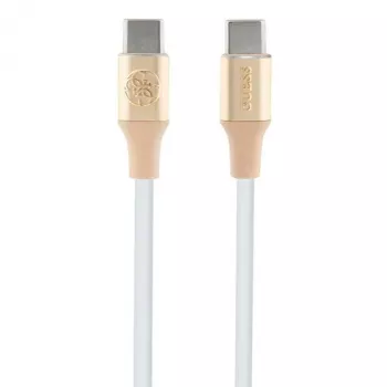 GUESS GUCCLALRGDD USB-C - USB-C kaapeli 1,5 m pikalataus vaaleankulta painettu logo