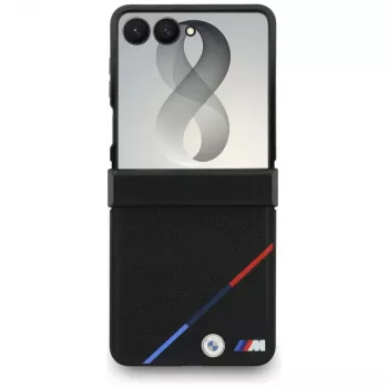 BMW M nahka perforoitu trikolori-raidat MagSafe-kotelo Samsung Galaxy Z Flip8 - musta