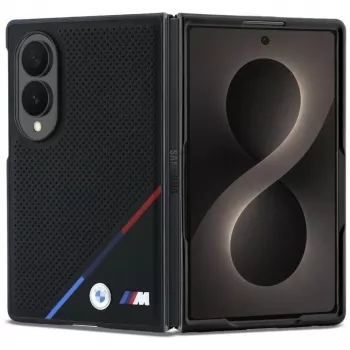 BMW M nahka perforoitu trikolori-raidat metallilogot MagSafe -kotelo Samsung Galaxy Z Fold8 - musta