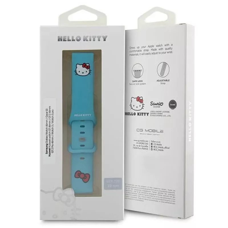 Hello Kitty universaali silikoninen kellonranneke Kitty Head sininen 22mm