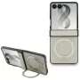 Guess Magnetic Ring Stand Grained Classic Logo MagSafe -kotelo Samsung Galaxy Z Flip 8, beige