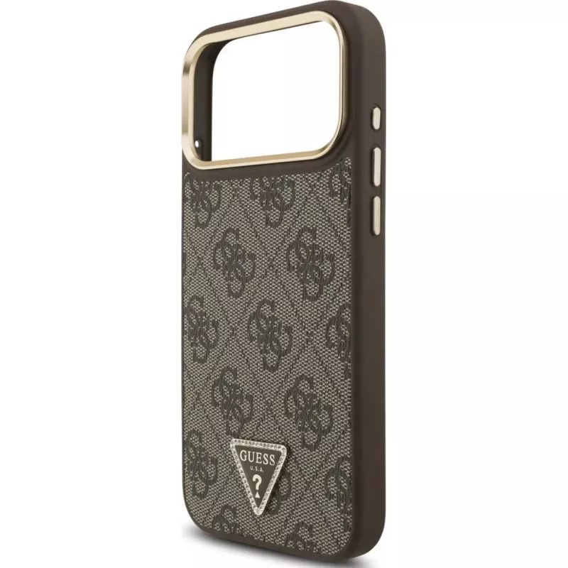 GUESS 4G Triangle Logo MagSafe -kotelo iPhone 17 Pro Max -laitteelle - ruskea & kulta