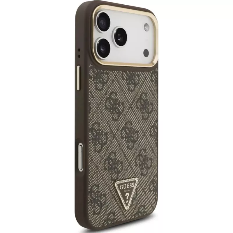 GUESS 4G Triangle Logo MagSafe -kotelo iPhone 17 Pro Max -laitteelle - ruskea & kulta