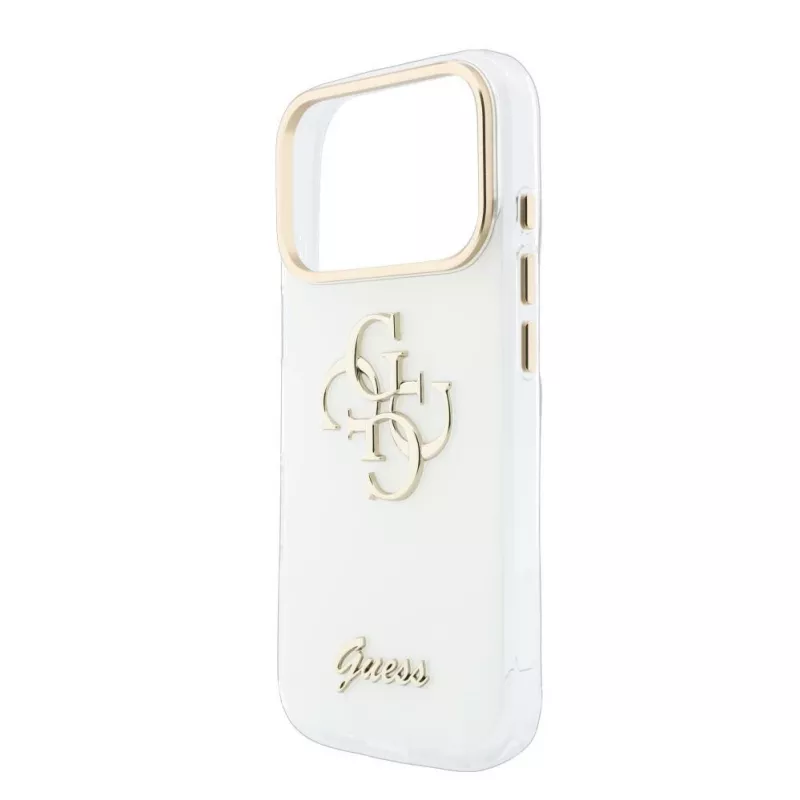 GUESS 4G Script Metal suojakotelo iPhone 18 Pro Max / 17 Pro Max -laitteelle - valkoinen